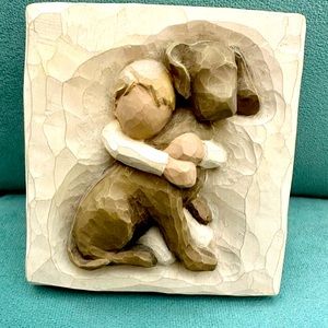 Willow Tree boy and dog plaque